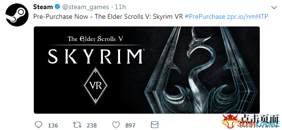 《上古卷轴5：天际VR》Steam预购开启 绅士福利